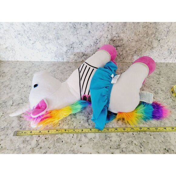 Build A Bear Plush Craze Rainbow White Unicorn Multi-Color Mane-Tail 14" - Picture 7 of 8